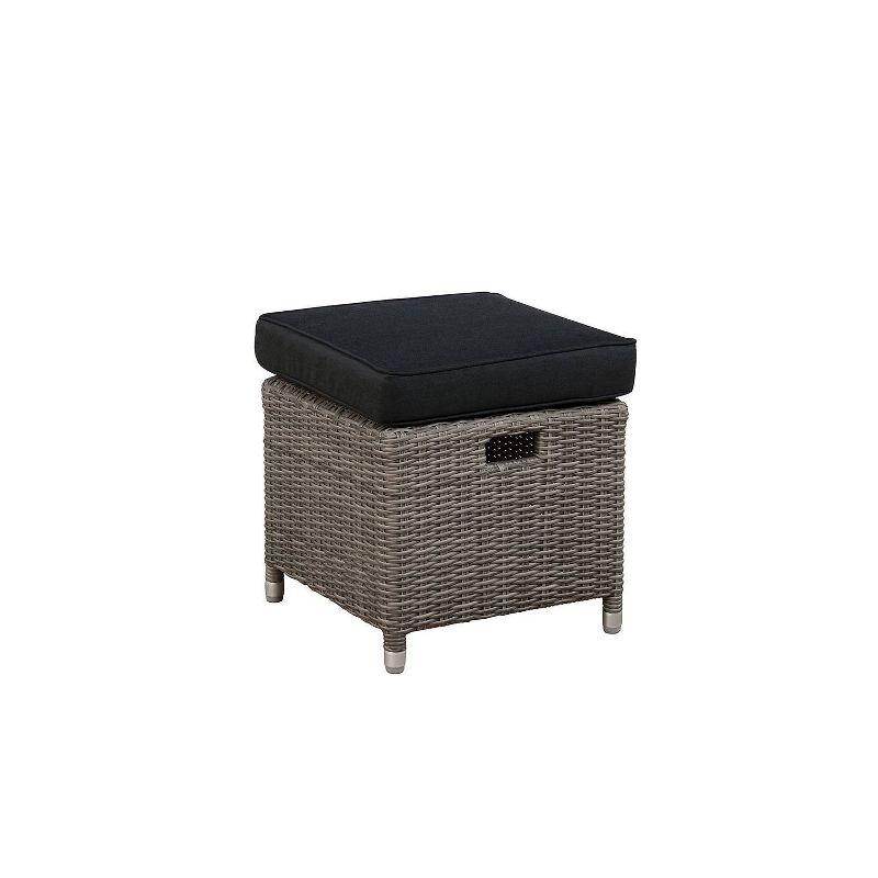 Monaco 3pc Set with 2 Seat Reclining Bench & 2 Ottomans - Gray - Alaterre Furniture: All-Weather Wicker, Aluminum Frame