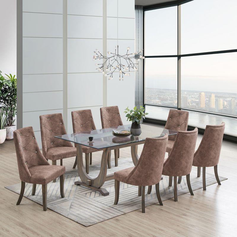 Rosdorf Park Jeaz Crystal-Tufted Upholstered Fabric Dining Room Chairs, Set of 2 (Set of 2)