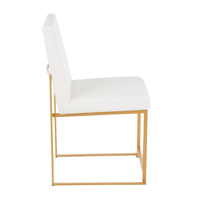 Fuji High Back Gold & White Faux Leather Dining Chair Set