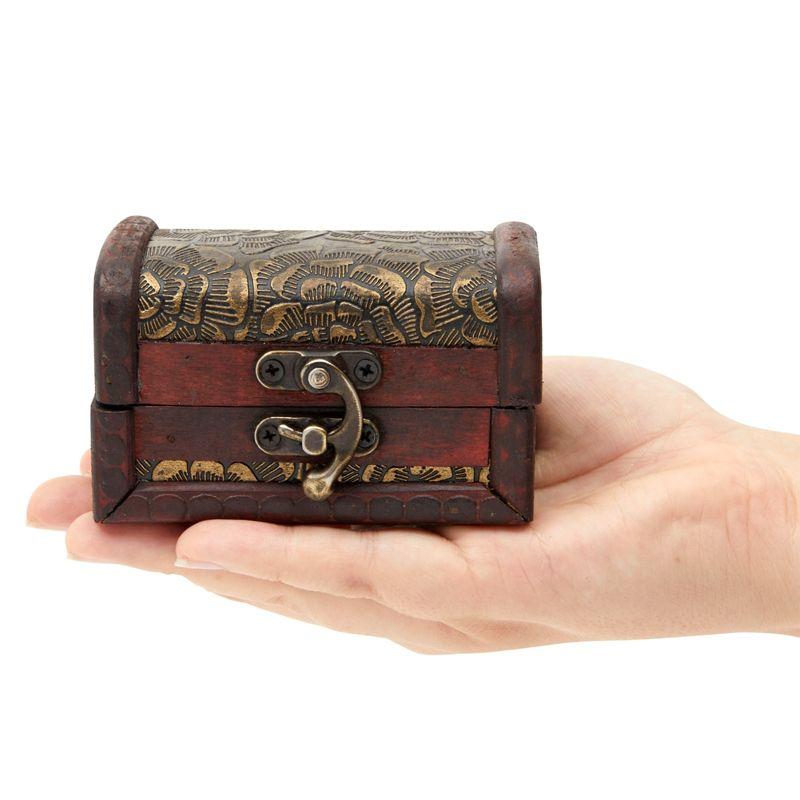 Juvale 3-Set Wood Treasure Chest Decorative Boxes - Small Treasure Box Set for Jewelry, Coin Collection, Home Décor (3 Sizes)