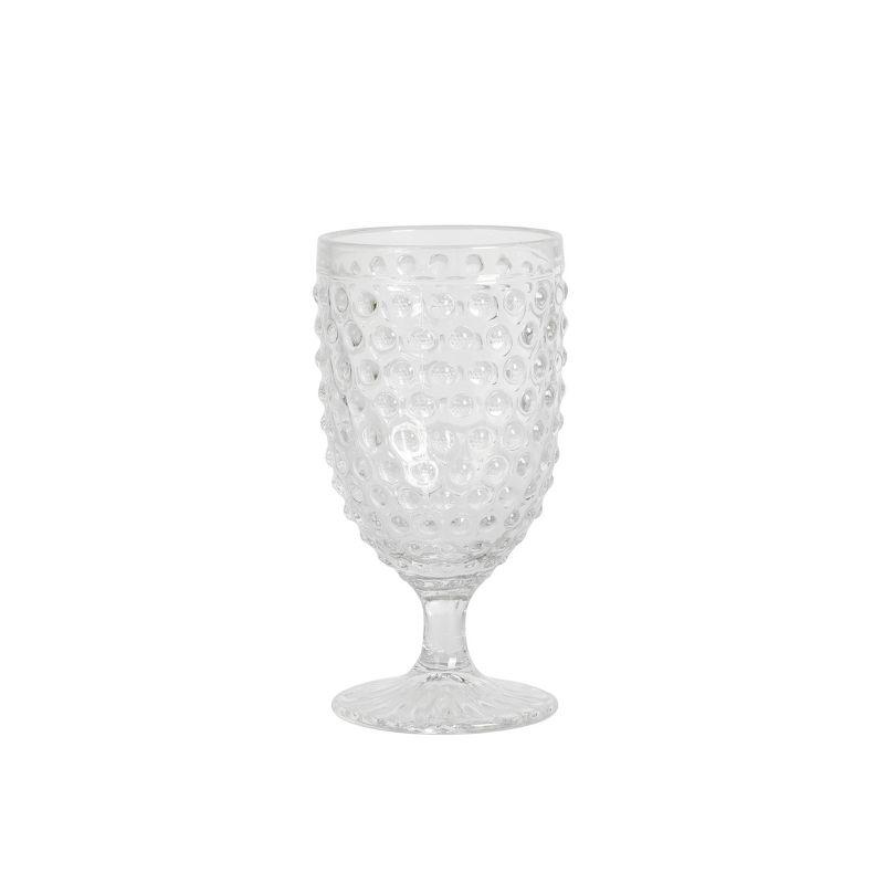 Martha Stewart Chauncey 4-Pack 14.2 oz Hobnail Handmade Glass Goblet - Pink