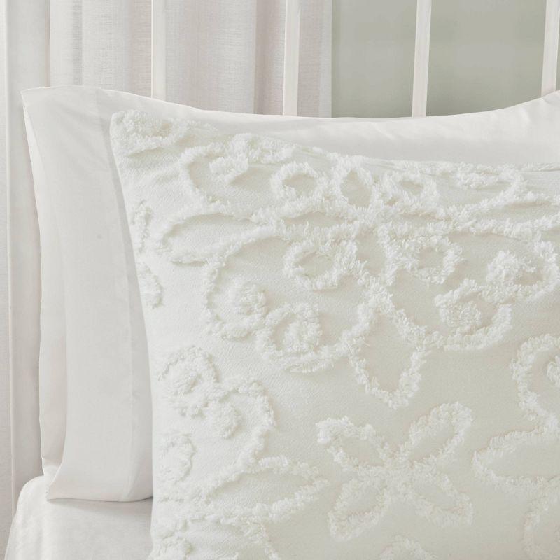 Amber Floral Medallion Full/Queen Cotton Chenille Duvet Cover Set