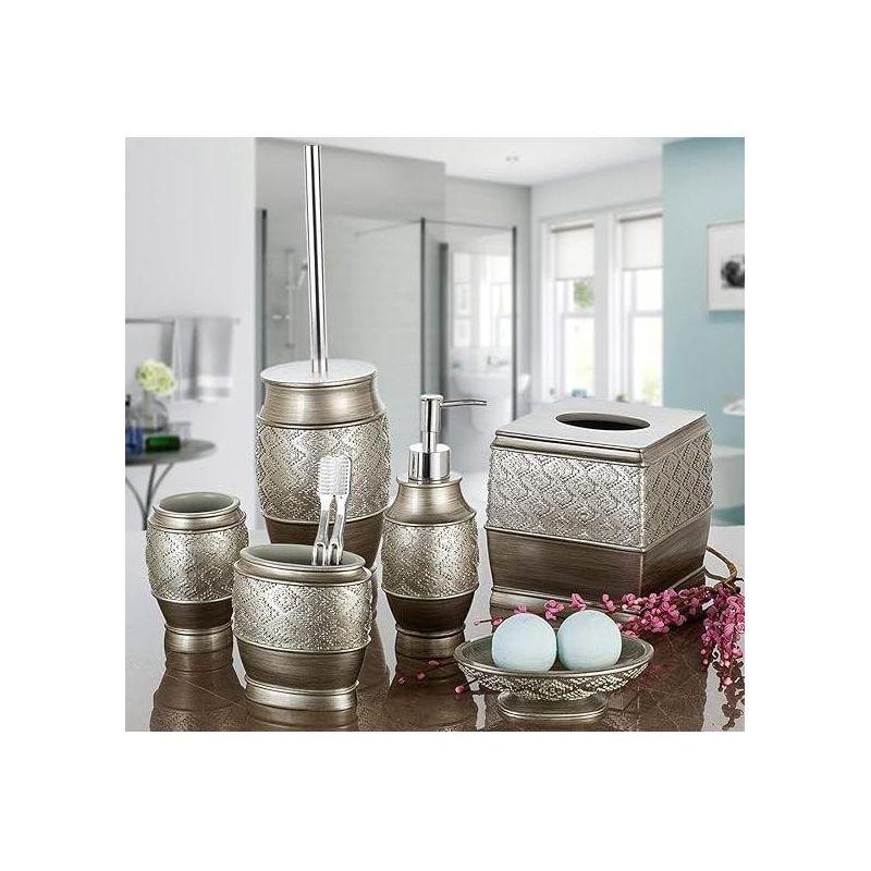 Creative Scents Dublin Silver Bathroom Accessory Set - 6 Piece