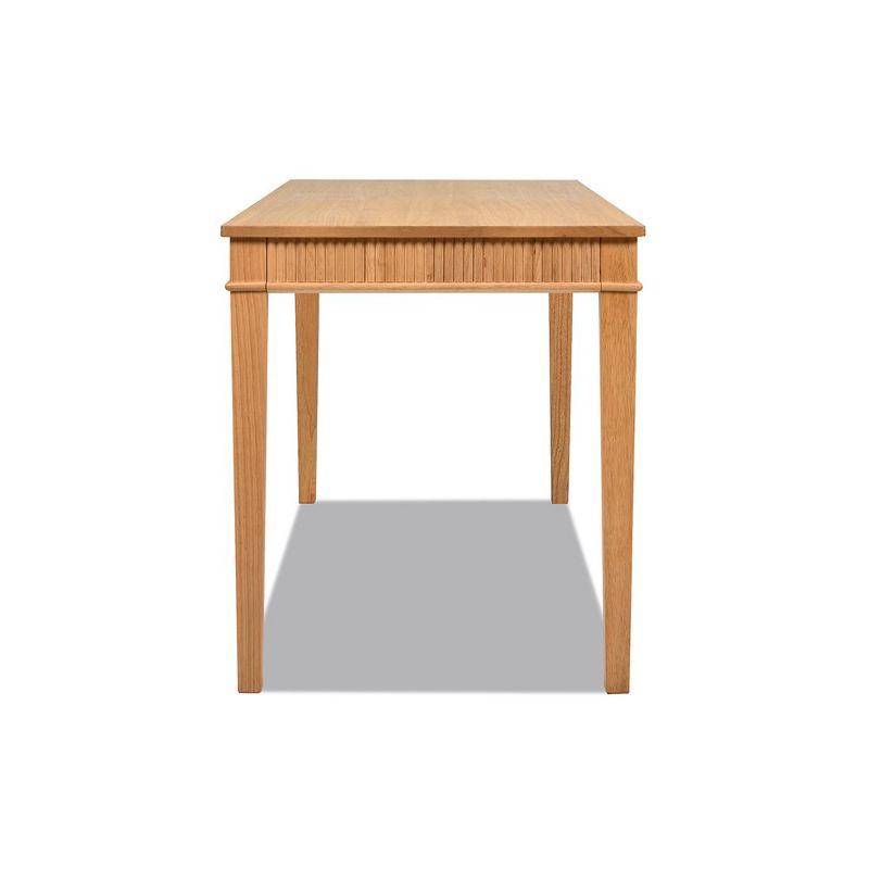 Dumont Modern Farmhouse 1-Drawer Fluted Home Office Writing Desk, Natural Blonde Solid Rubberwood & Rubberwood Veneer