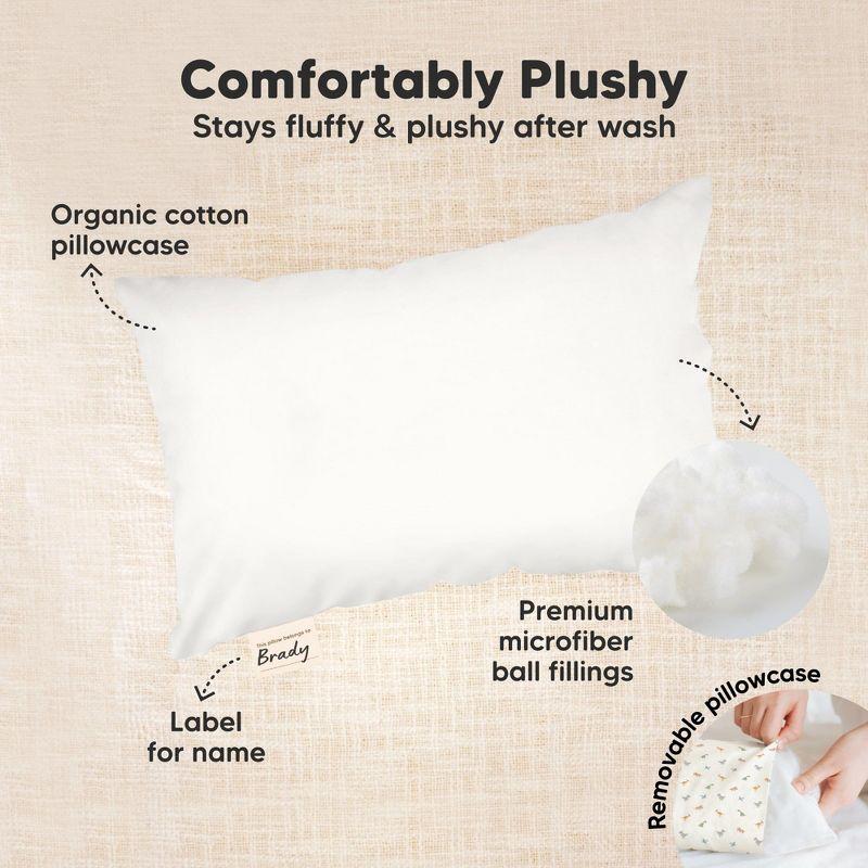 KeaBabies Mini Toddler Pillow with Pillowcase, 9x13 Small Pillow for Toddler, Soft Kids Pillow for Sleeping, Travel, Age 2-4 (Soft White)
