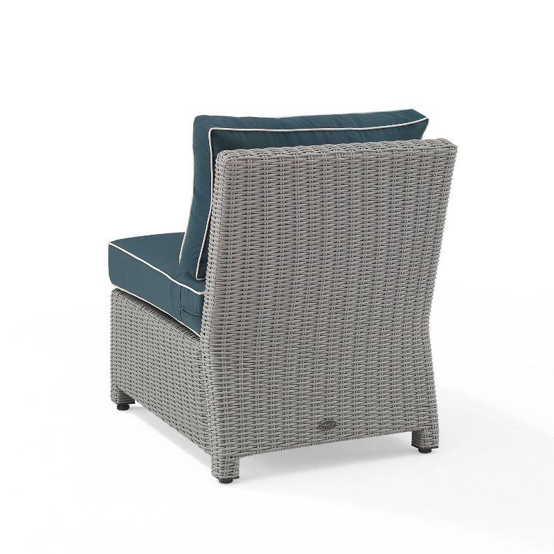 Bradenton Outdoor Wicker Sectional Center Chair - Navy/Gray - Crosley: Steel Frame, UV & Weather-Resistant