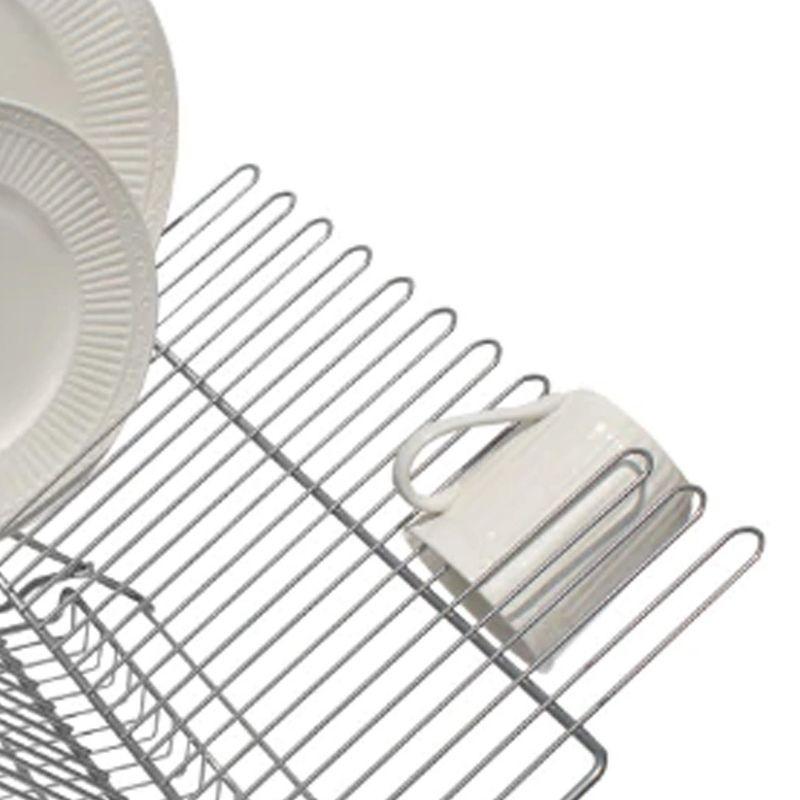 Better Houseware Extra-Large Metallic Folding Dish Rack in Silver