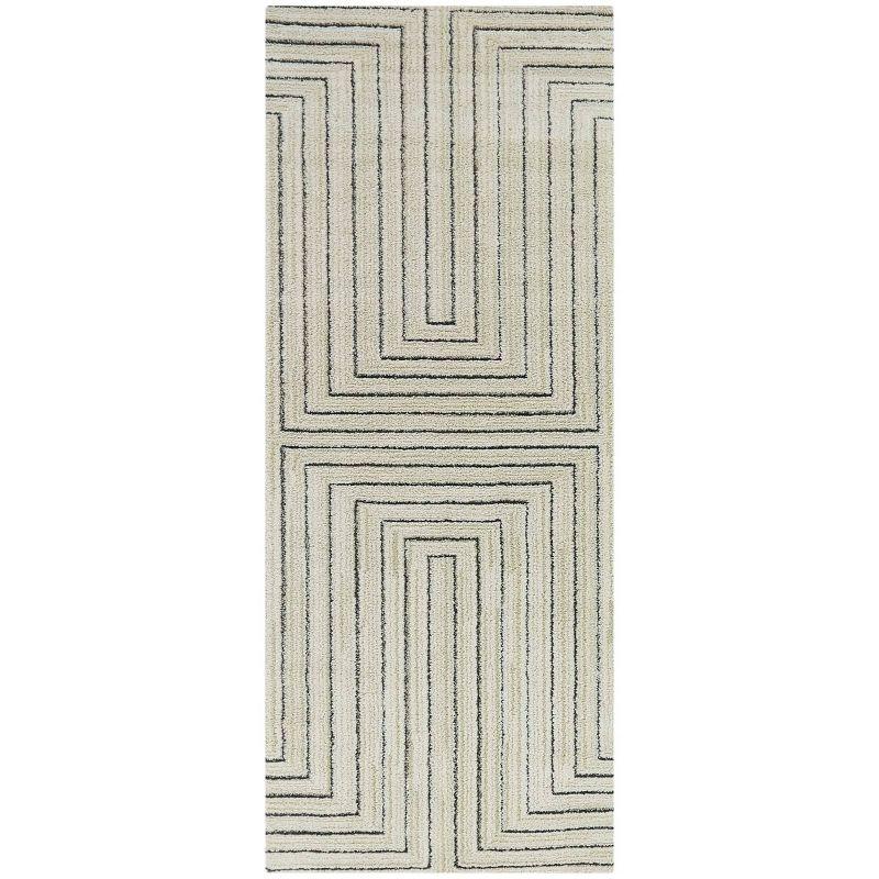 Balta Rugs 2'7"x7' Carmody Transitional Geometric Rug Cream: Off-White Runner, Medium Pile, Indoor Use