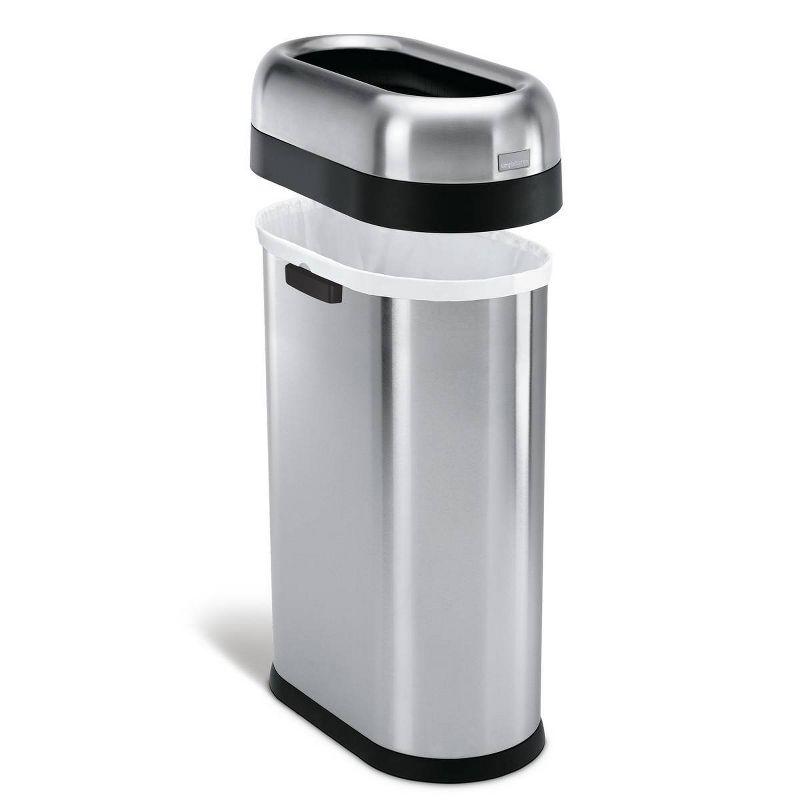 simplehuman 13 Gallon Slim Open Top Commercial Trash Can Stainless Steel