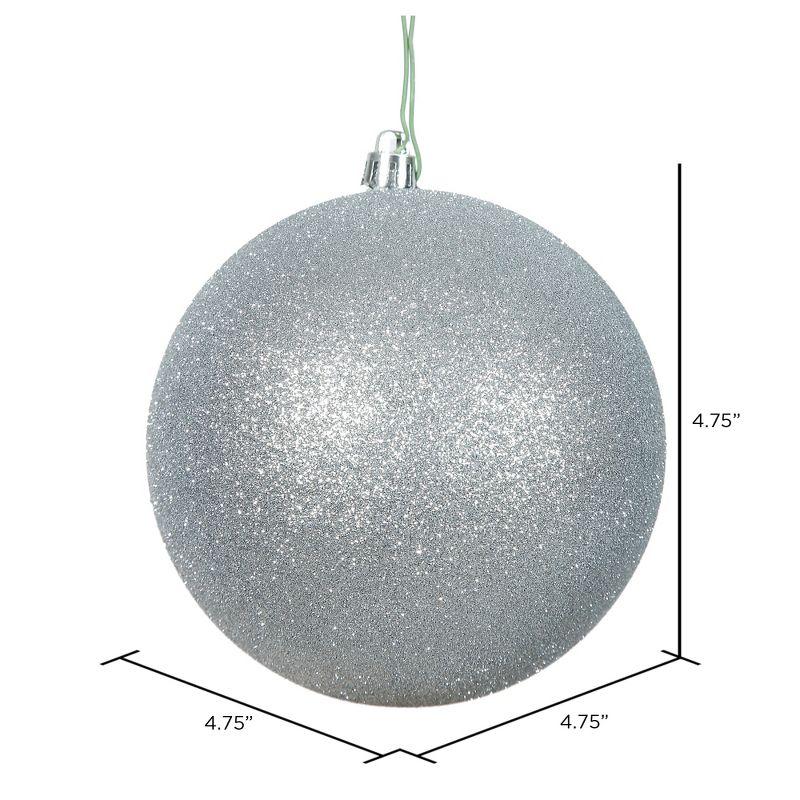 Silver Glitter Shatterproof Plastic Christmas Ball Ornaments, Set of 6