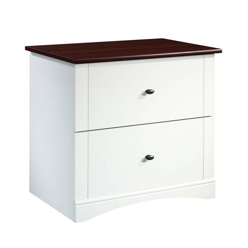 Soft White 2-Drawer Lateral File Cabinet with Cherry Top