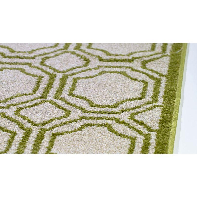 Reversible Ivory Geometric Hand-Knotted Cotton Blend 4' x 6' Rug