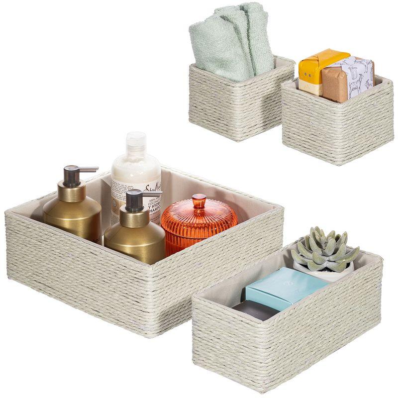 Beige Paper Rope Woven Storage Basket Set of 4