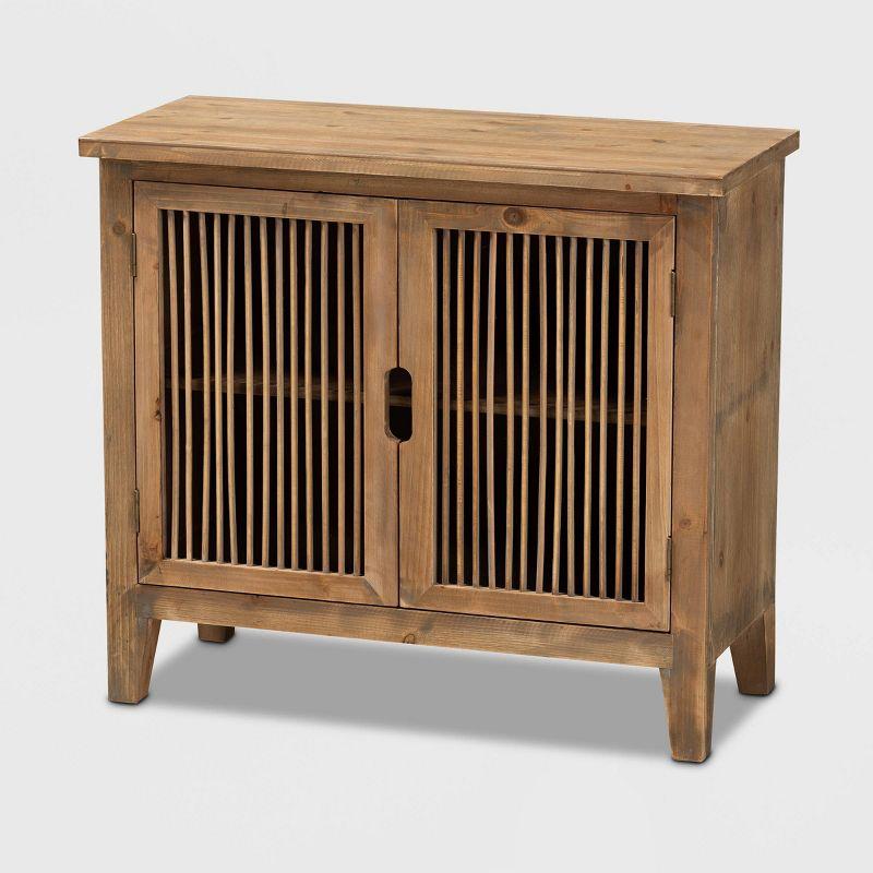 Clement Medium Oak 2-Door Wood Spindle Accent Cabinet