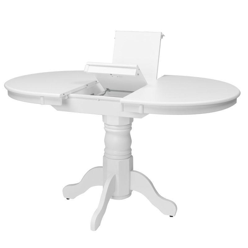 Extendable Dining Table White - CorLiving: Oval Pedestal Kitchen Table with Butterfly Leaf, Seats 4