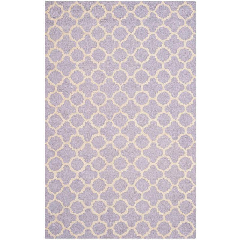 Ivory Hand-Tufted Wool Rectangular Area Rug, 5' x 8'