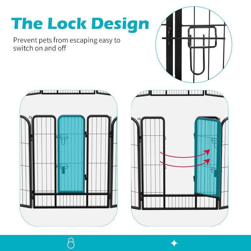 FDW Dog Playpen Pet Dog Fence 2-32 Panels  24/32/40"H Metal Dog Pen Outdoor Exercise Pen with Doors for Large/Medium /Small Dogs for RV,Camping,Yard