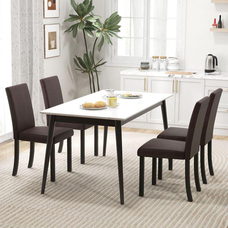 Tangkula Dining Chair Set of 4 w/ Acacia Wood Frame & Rubber Wood Legs Padded Backrest