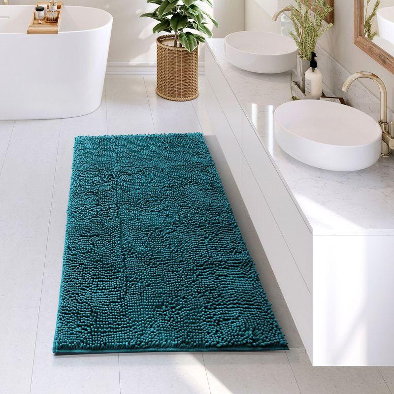 Hearth & Harbor Bathroom Rugs, Chenille Bath Mat - Teal Bath Rug, 26x44