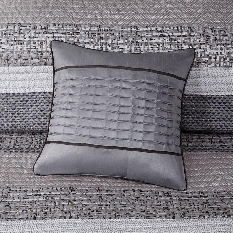 Gray King Reversible Jacquard Microfiber Quilt Set