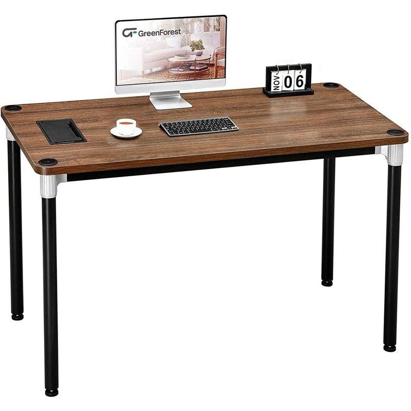 GreenForest Computer Desk Home Office Writing Small Desk, Sturdy Workstation, Walnut, 47in