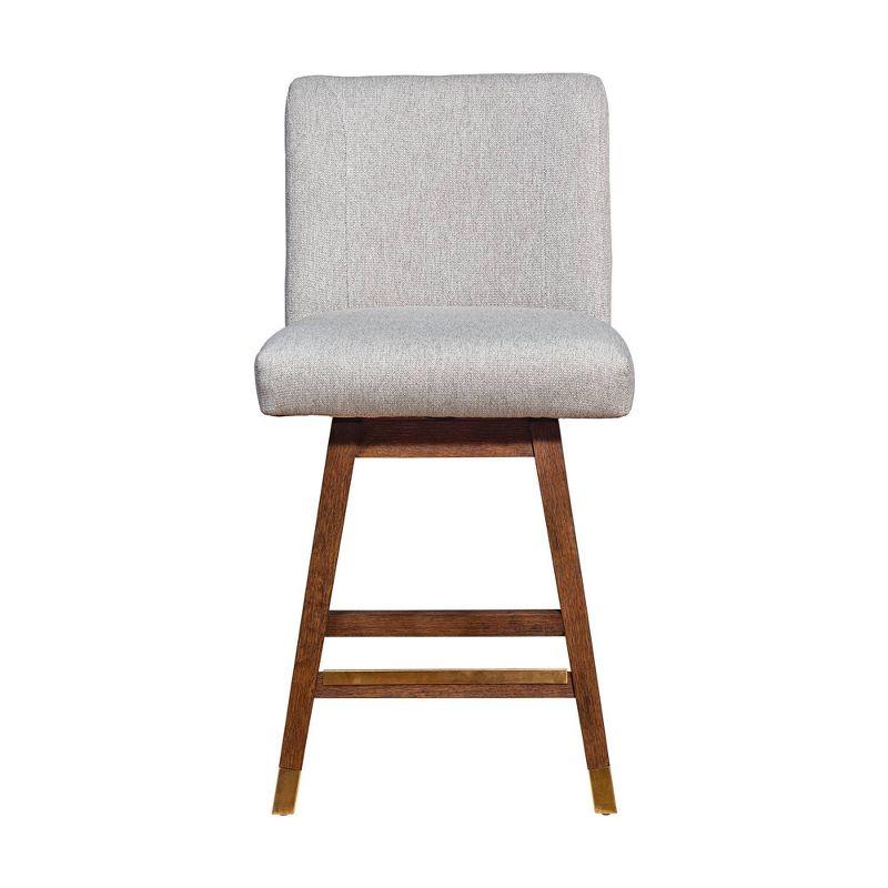 Armen Living Basila Wood Finish with Fabric Swivel Counter Height Barstool Brown Oak/Taupe
