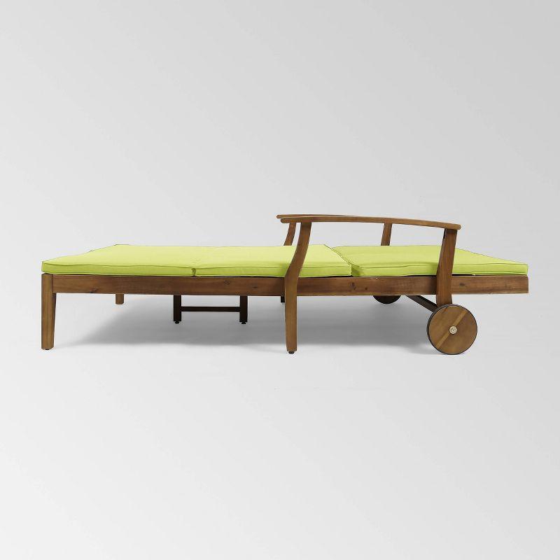 Perla Acacia Wood Double Chaise Lounge Teak/Green - Christopher Knight Home