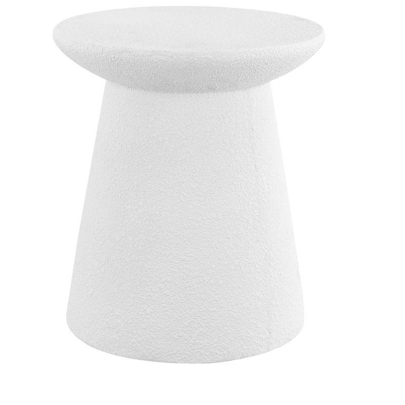 Hollie 18" Minimalist Modern Drum Accent Table Pedestal, White Frosted - JONATHAN Y
