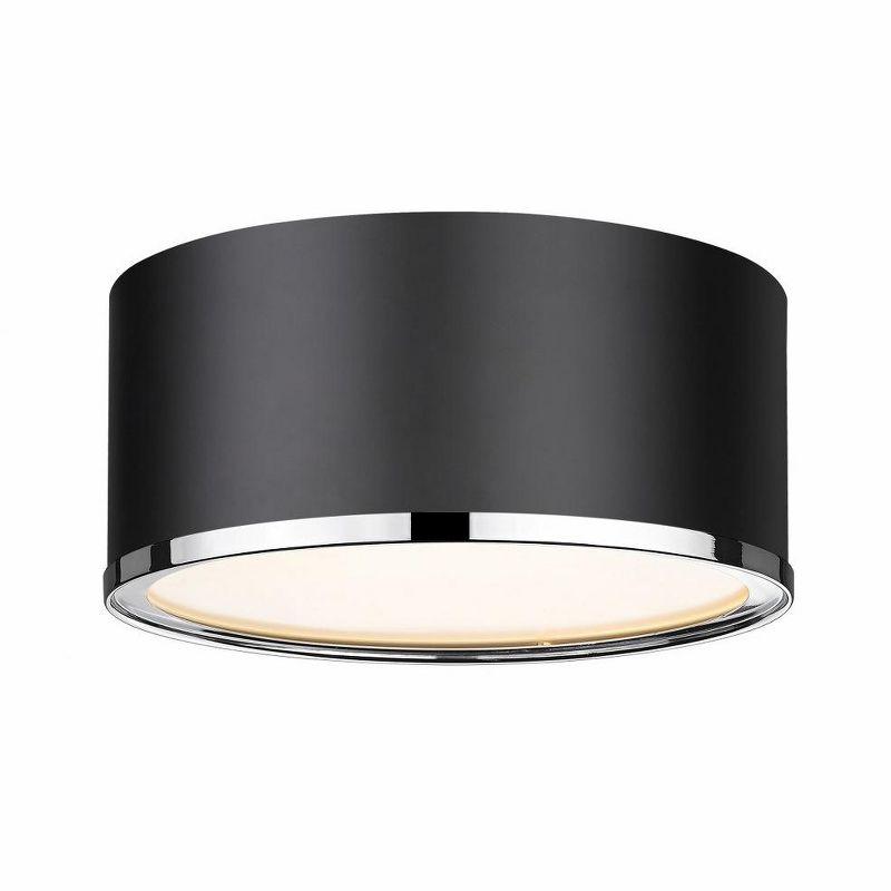 Arlo Modern Matte Black & Chrome 12'' Flush Mount Ceiling Light