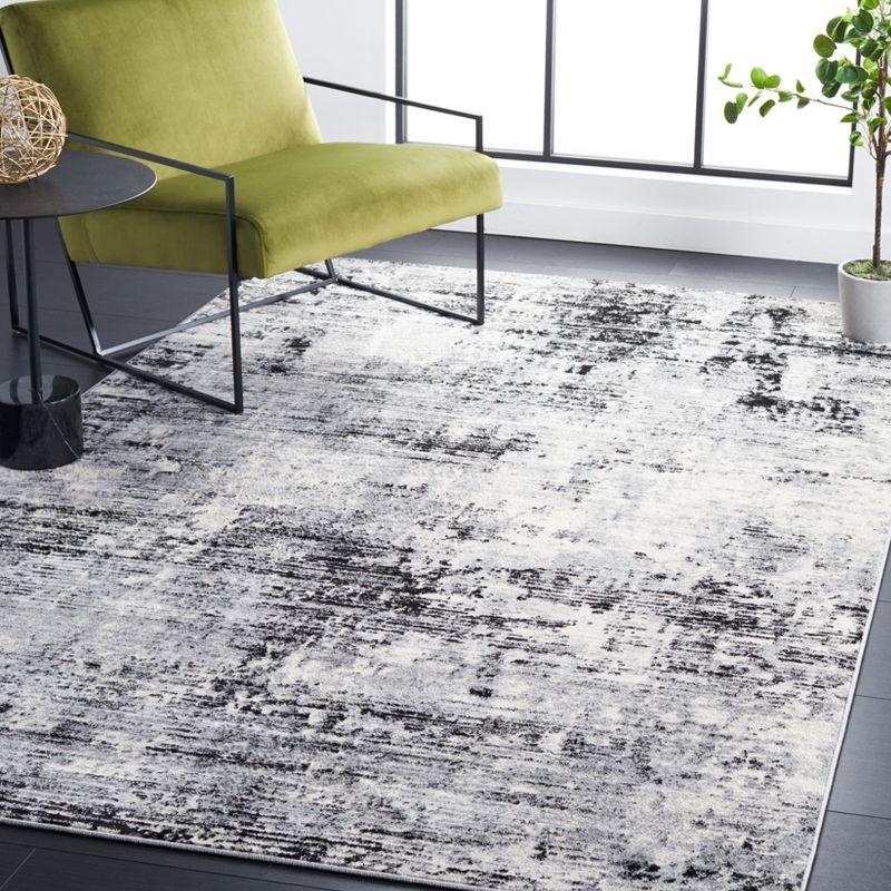 4' x 6' Black Abstract Easy Care Synthetic Rug