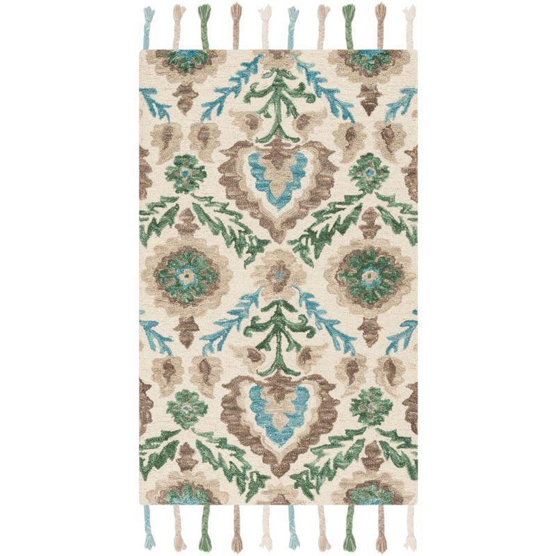 Suzani SZN207 Hand Hooked Area Rug - Ivory/Turquoise - 3'x5' - Safavieh.