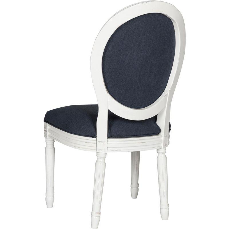 Provence Navy Linen and Wood Transitional Side Chair