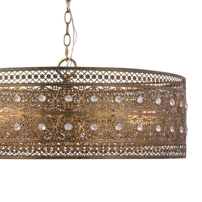 23.5" 3-Light Bryar Chandelier Brass/Crystal - River of Goods: UL Listed, Adjustable Height, Metal & Crystal Drum