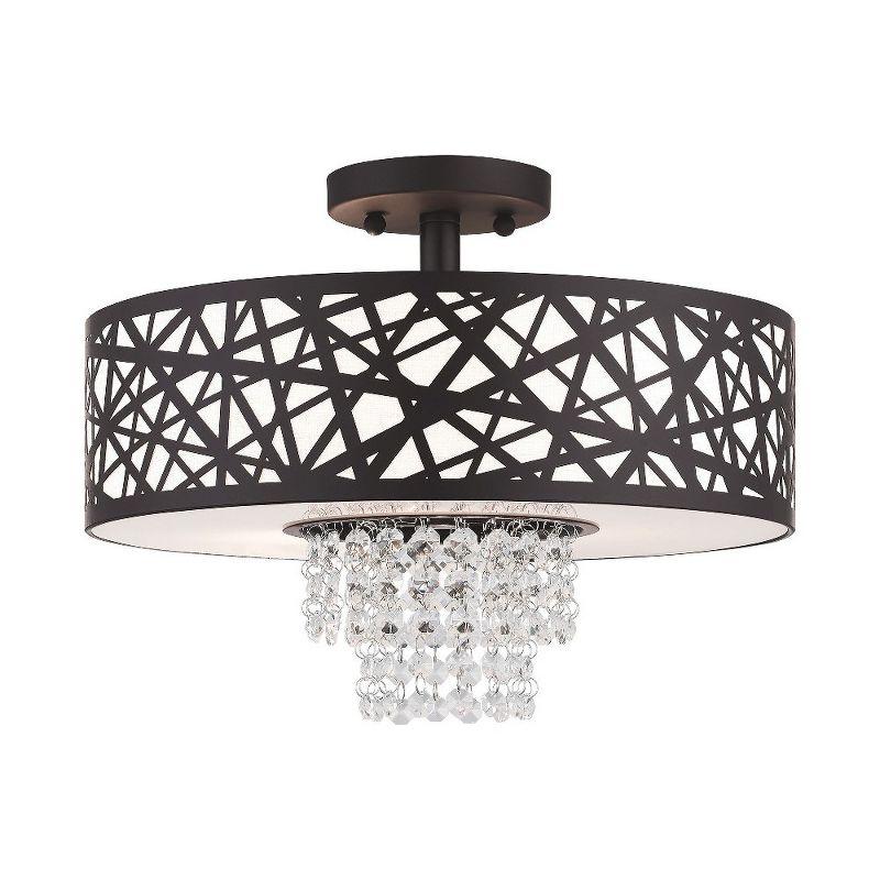 Allendale Bronze 3-Light Semi-Flush Mount with Crystal Accents