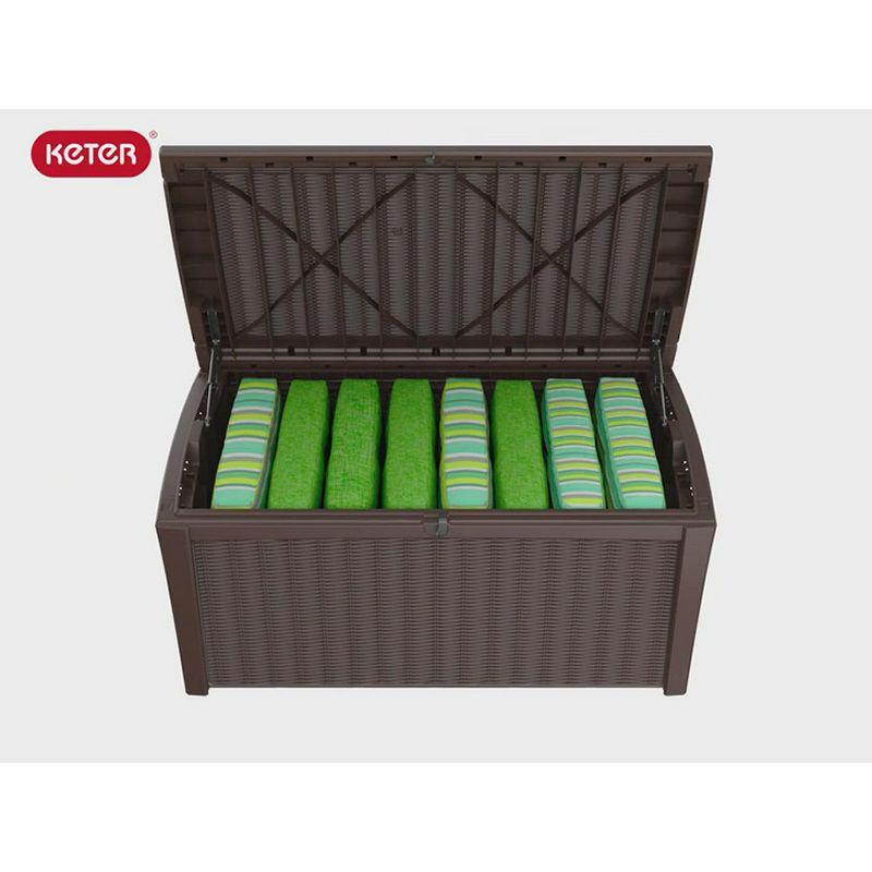 Keter Keter Borneo 110 Gallon Rattan Wicker Resin Patio Deck Storage Box Bench