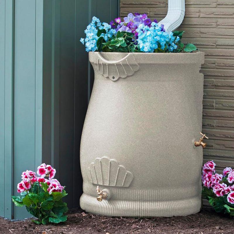 Good Ideas Good Ideas 50 Gallons Plastic Drainable Dual Overflow Planter Rain Barrel
