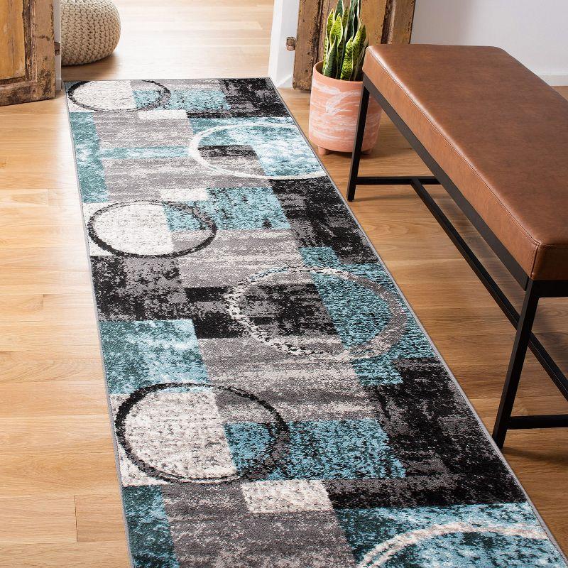 World Rug Gallery Abstract Circle Area Rug - GRAY 2'7"x10'