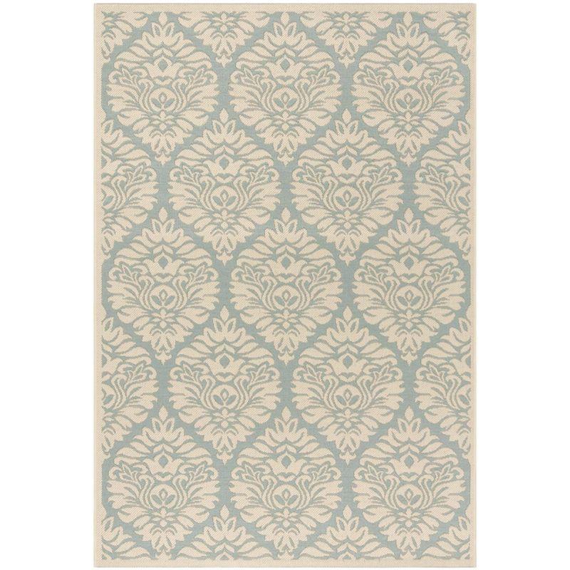 Beach House BHS135 Power Loomed Indoor/Outdoor Area Rug - Aqua/Cream - 5'3"x7'6" - Safavieh