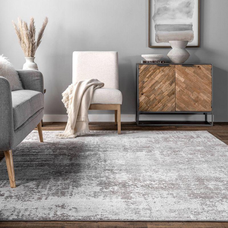 Jade Faded Abstract Area Rug Light Gray - nuLOOM