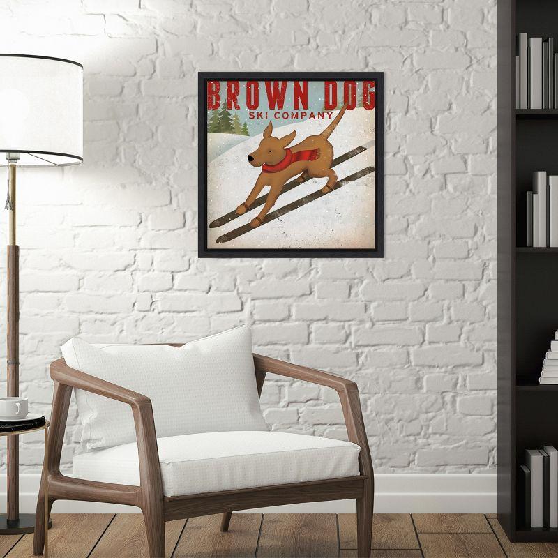 Amanti Art Brown Dog Ski Co by Ryan Fowler Canvas Wall Art Print Framed 16-in. x 16-in.