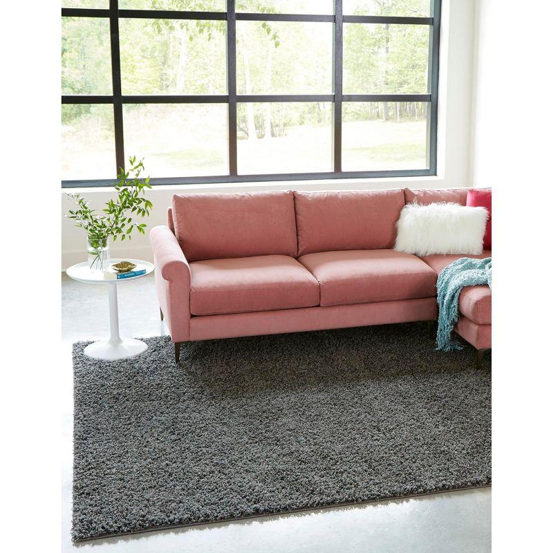 Unique Loom 3' 3 x 3' 3 Solid Shag Graphite Gray Area Rug