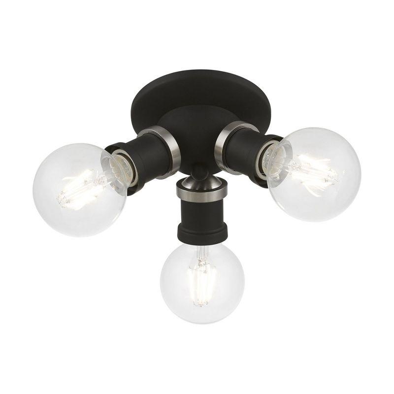 Livex Lighting Lansdale 3 - Light Flush Mount in  Black/Brushed Nickel