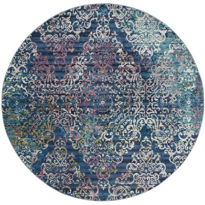 Celestial Blue 77" Hand-knotted Woolen Round Area Rug