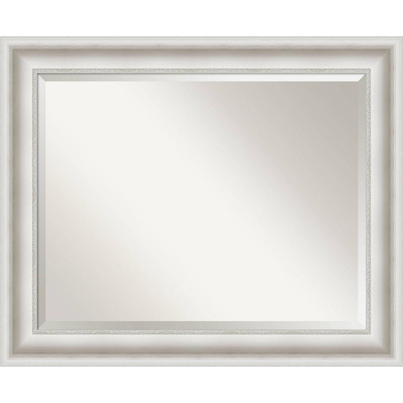 34" x 28" White Ornate Framed Bathroom Vanity Mirror