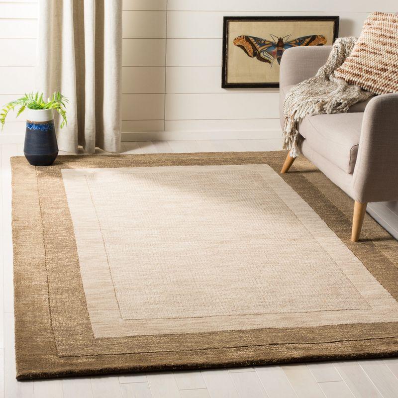 Beige and Brown Hand-Tufted Wool Area Rug