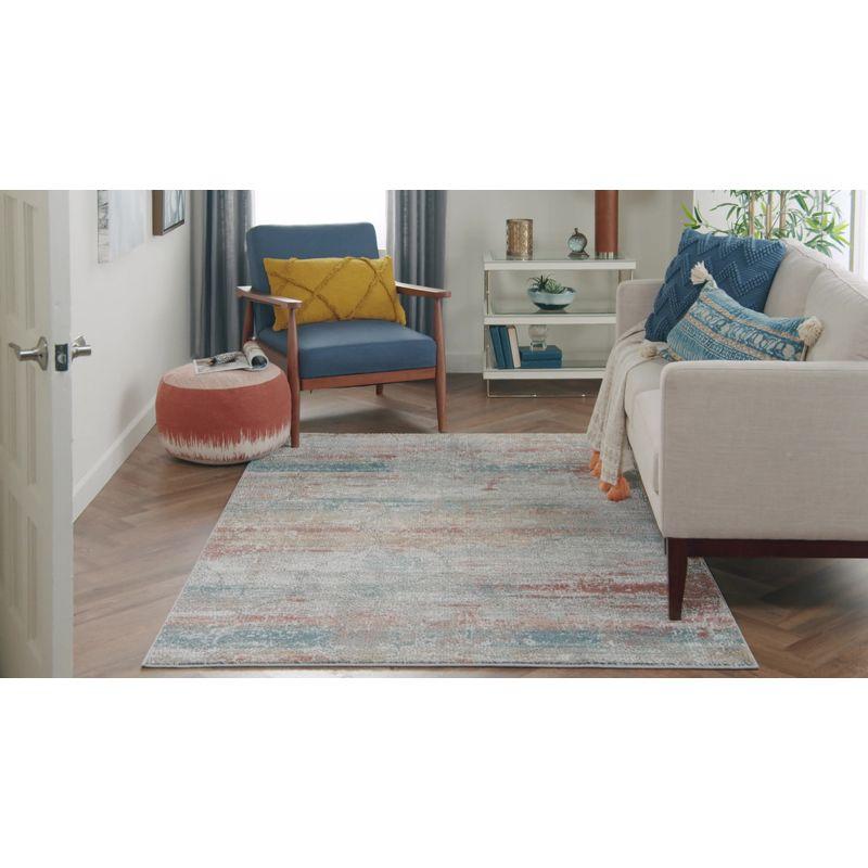 Rustic Textures Abstract Blue Multicolor 9'3" x 12'9" Area Rug