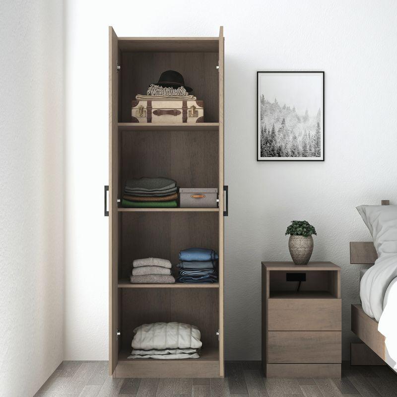 Gray Oak Small Wood Kitchen Pantry with 2 Doors and 4 Shelves