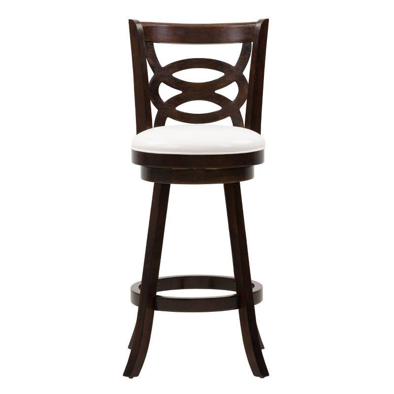 Set of 2 Woodgrove Bar Height Wood Barstool with Circle Detail White - CorLiving: Bonded Leather, 29.25" Seat Height