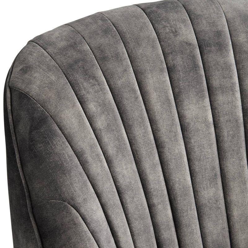 55 Downing Street Austen Charcoal Gray Velvet Tufted Armchair with Pillow