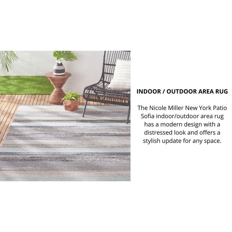 Nicole Miller New York Patio Sofia Ivy Distressed Indoor/Outdoor Area Rug, Navy Blue/Ivory